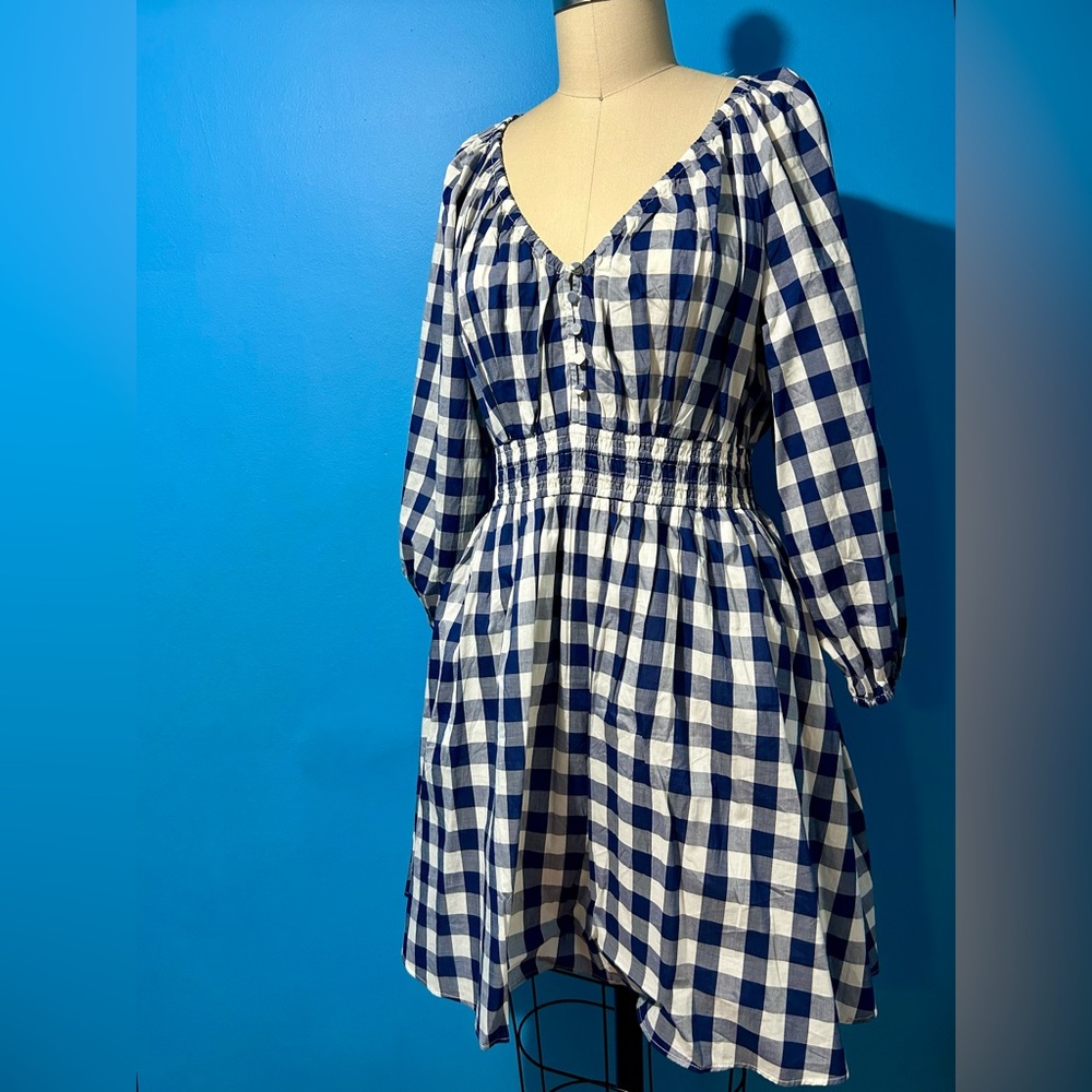 Blue and White Checkered Dress